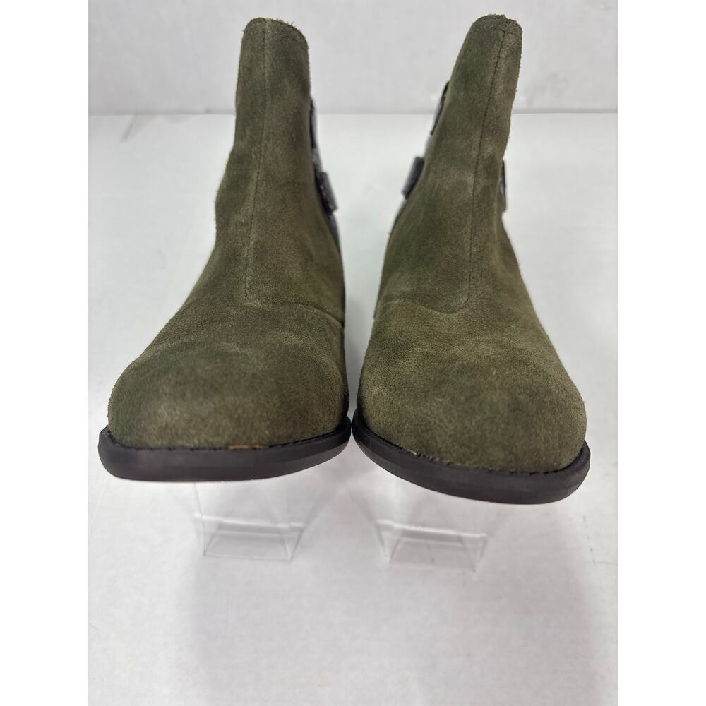 Vionic Naomi Olive Suede Ankle Boots with Faux Snakeskin, Size 8 - Picture 3 of 8